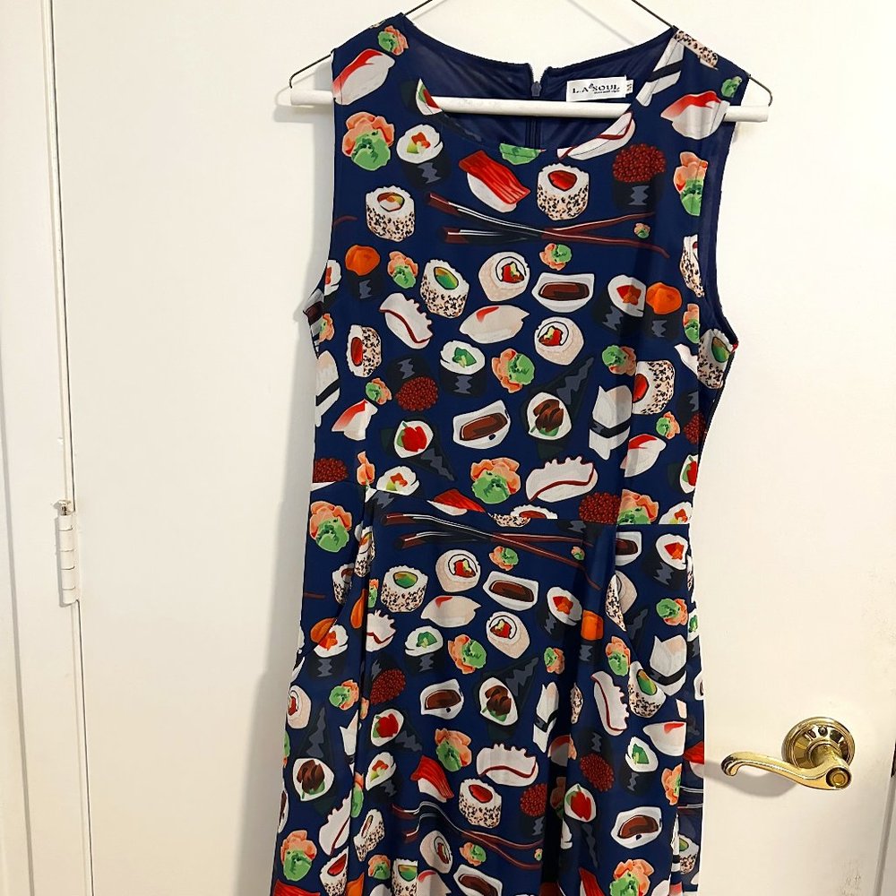 Sushi Printed Dress, Size M